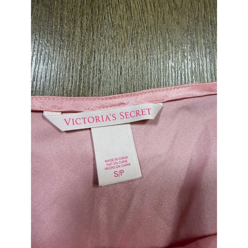 Victorias‎ Secret Pink Satin Lace Trim Chemise Nightgown Slip Dress Small